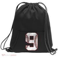 9th Birthday party Nine 9 Year Old Baseball Bday Sweatshirt Cinch Pack Bag thumb 0