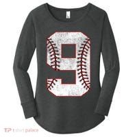 9th Birthday party Nine 9 Year Old Baseball Bday Women's Perfect Tri Tunic Long Sleeve Shirt thumb 0