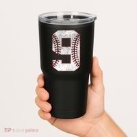 9th Birthday party Nine 9 Year Old Baseball Bday Tumbler thumb 2