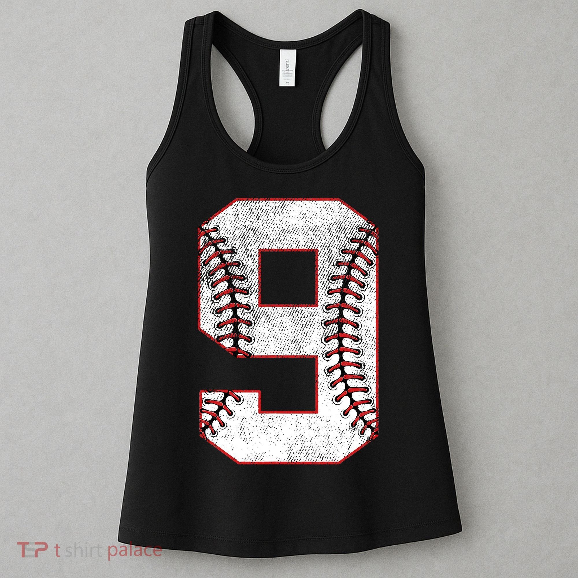 9th Birthday party Nine 9 Year Old Baseball Bday Women's Tank Top