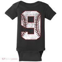 9th Birthday party Nine 9 Year Old Baseball Bday Baby Bodysuit thumb 0