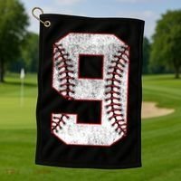 9th Birthday party Nine 9 Year Old Baseball Bday Golf Towel thumb 1