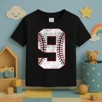 9th Birthday party Nine 9 Year Old Baseball Bday Toddler T-Shirt thumb 3