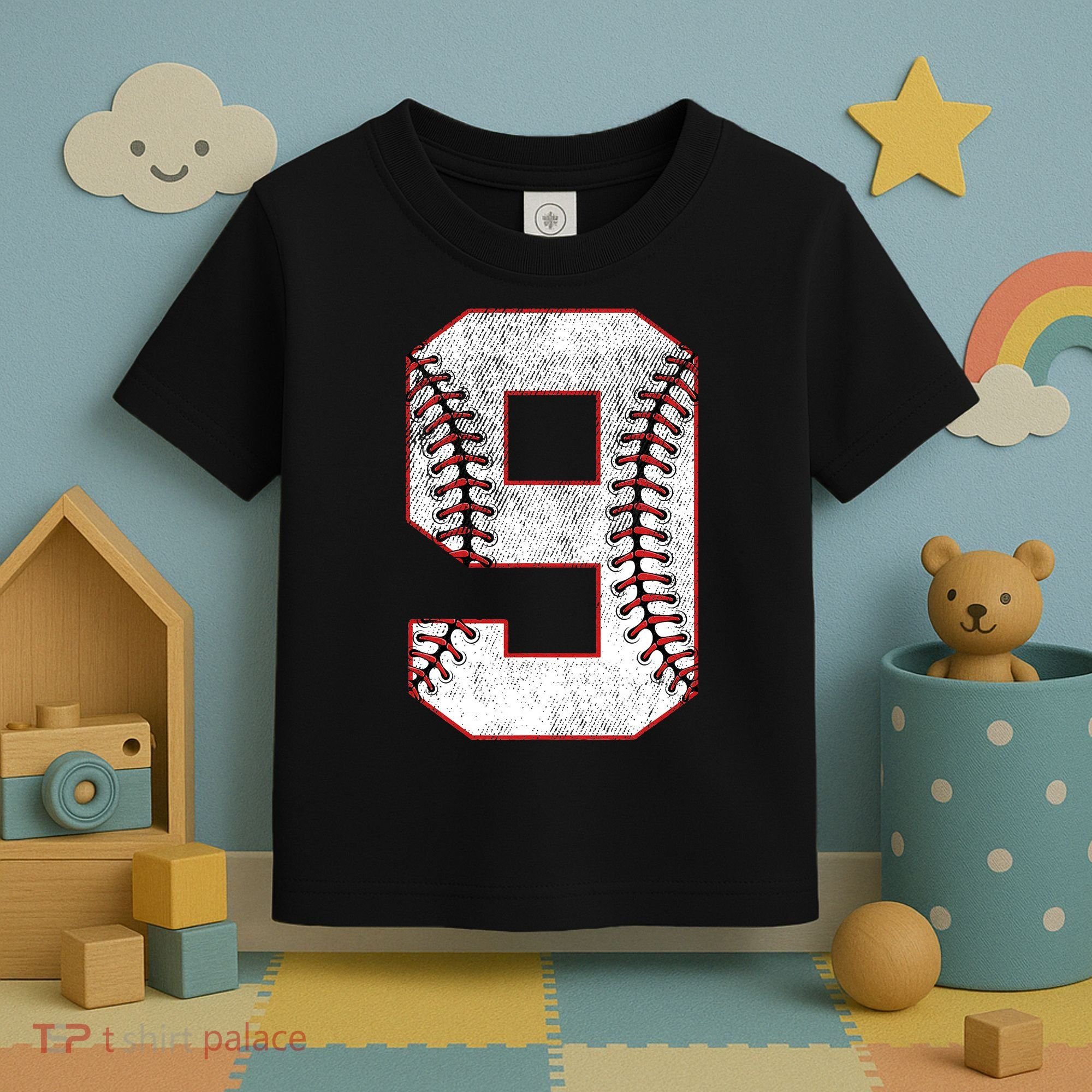 9th Birthday party Nine 9 Year Old Baseball Bday Toddler T-Shirt