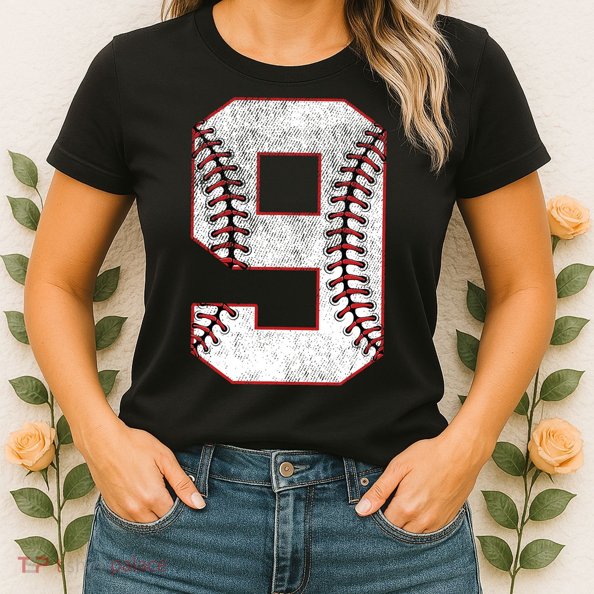9th Birthday party Nine 9 Year Old Baseball Bday Women's T-Shirt