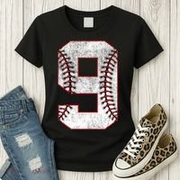9th Birthday party Nine 9 Year Old Baseball Bday Women's T-Shirt thumb 3