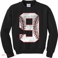9th Birthday party Nine 9 Year Old Baseball Bday Kids Sweatshirt thumb 0