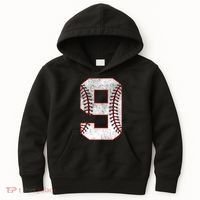 9th Birthday party Nine 9 Year Old Baseball Bday Kids Hoodie thumb 0