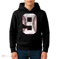 9th Birthday party Nine 9 Year Old Baseball Bday Kids Hoodie thumb 4