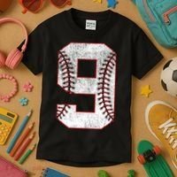 9th Birthday party Nine 9 Year Old Baseball Bday Kids T-Shirt thumb 3