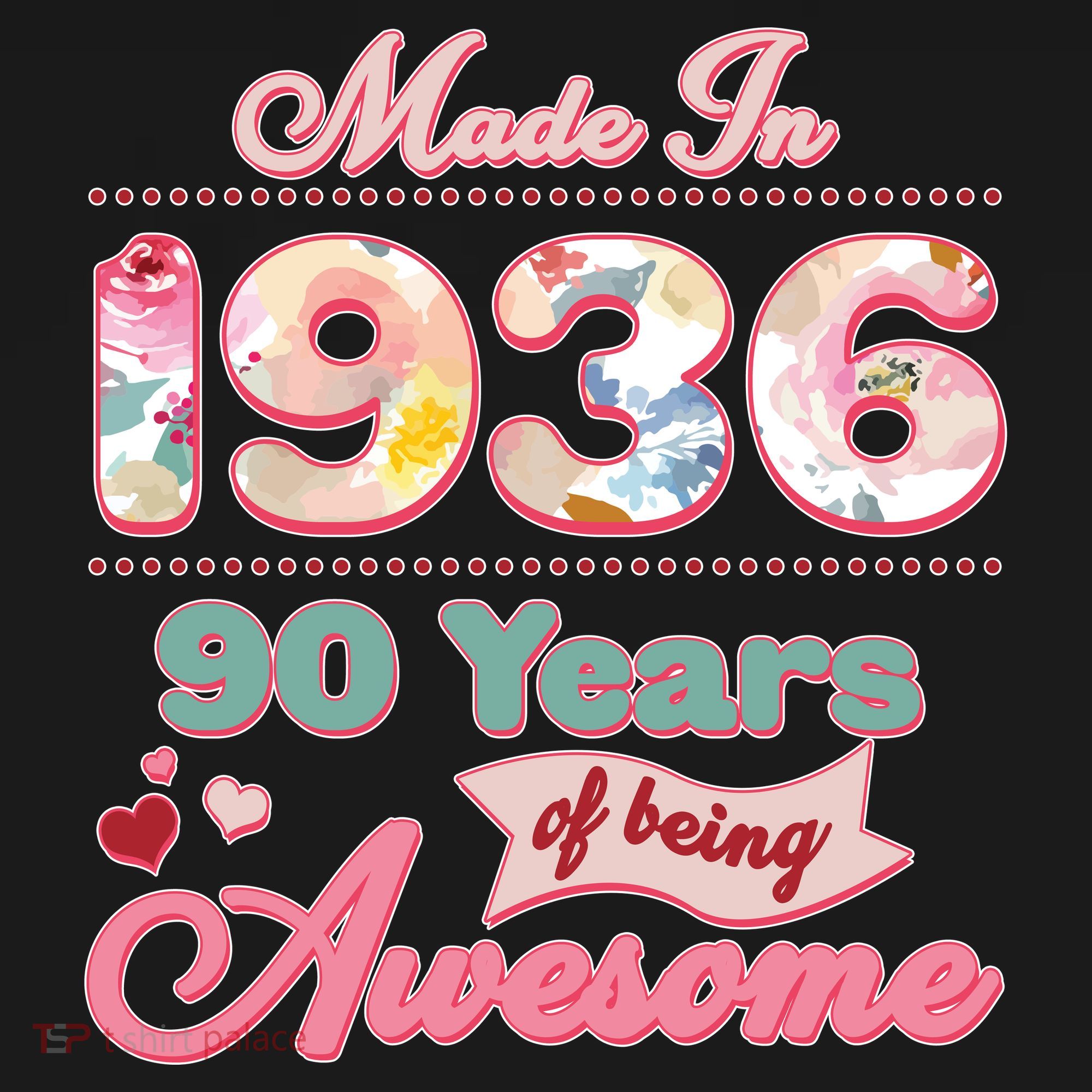 90th Birthday Pink Floral Made In 1936 Years Of Being Awesome Women's Hoodie