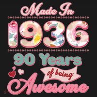 90th Birthday Pink Floral Made In 1936 Years Of Being Awesome Women's Tank Top thumb 5