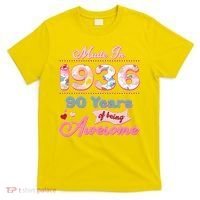 90th Birthday Pink Floral Made In 1936 Years Of Being Awesome T-Shirt thumb 0