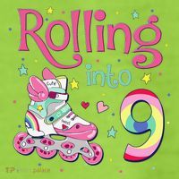 9th Bday Rolling Into 9 Birthday Roller Skate Party Adult Drive Performance Visor thumb 2
