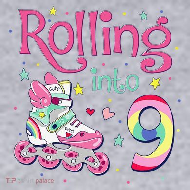 9th Bday Rolling Into 9 Birthday Roller Skate Party Ladies Heavyweight Boxy Pullover Hoodie