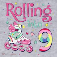 9th Bday Rolling Into 9 Birthday Roller Skate Party Women's Sweatshirt thumb 2