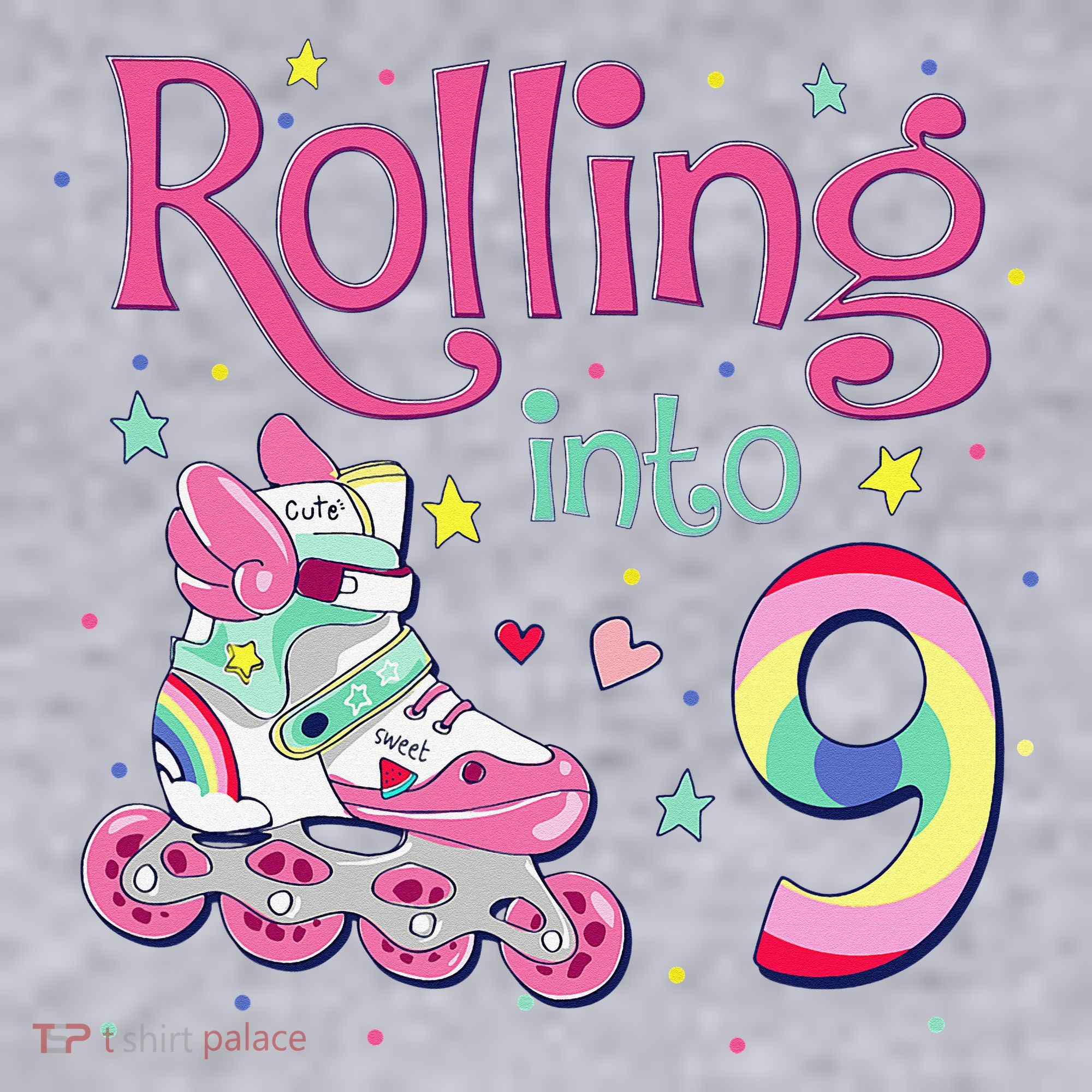 9th Bday Rolling Into 9 Birthday Roller Skate Party Women's Sweatshirt