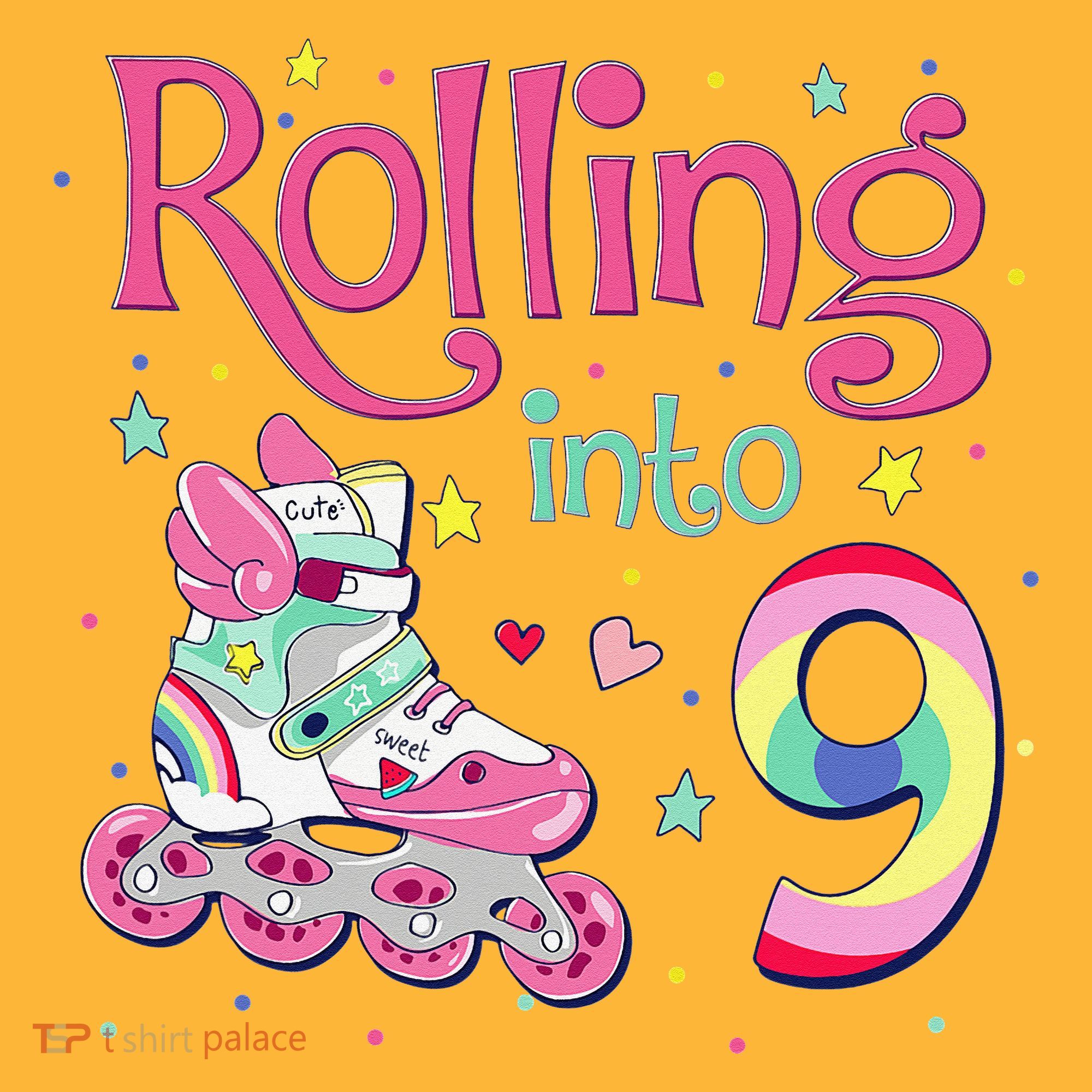 9th Bday Rolling Into 9 Birthday Roller Skate Party Sustainable Knit Beanie
