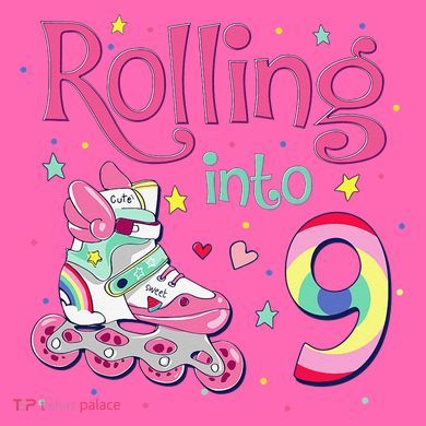 9th Bday Rolling Into 9 Birthday Roller Skate Party Stripe Pom Pom Beanie