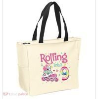 9th Bday Rolling Into 9 Birthday Roller Skate Party Tote Bag thumb 2