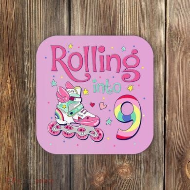 9th Bday Rolling Into 9 Birthday Roller Skate Party Coaster