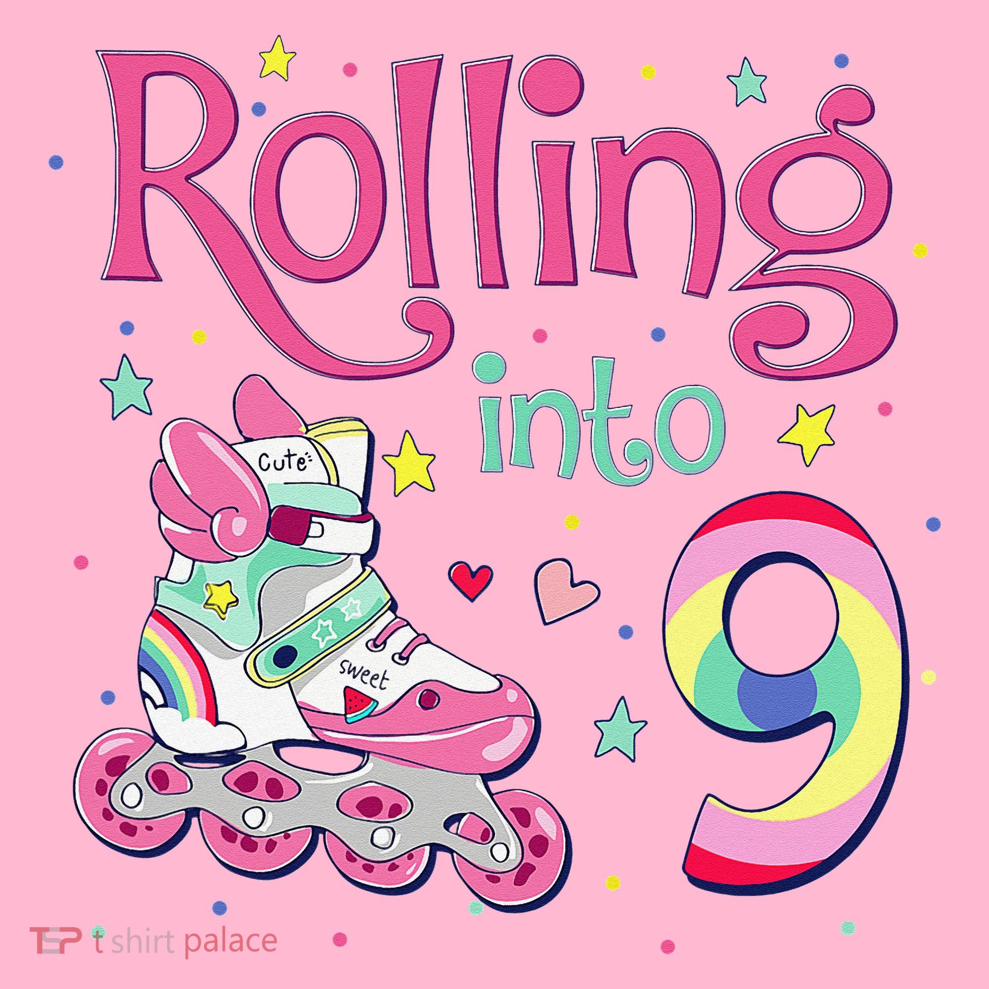 9th Bday Rolling Into 9 Birthday Roller Skate Party Coaster
