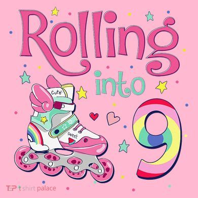 9th Bday Rolling Into 9 Birthday Roller Skate Party Baby Long Sleeve Bodysuit