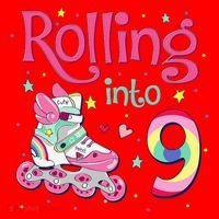 9th Bday Rolling Into 9 Birthday Roller Skate Party Santa Hat thumb 1