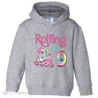 9th Bday Rolling Into 9 Birthday Roller Skate Party Toddler Hoodie thumb 0