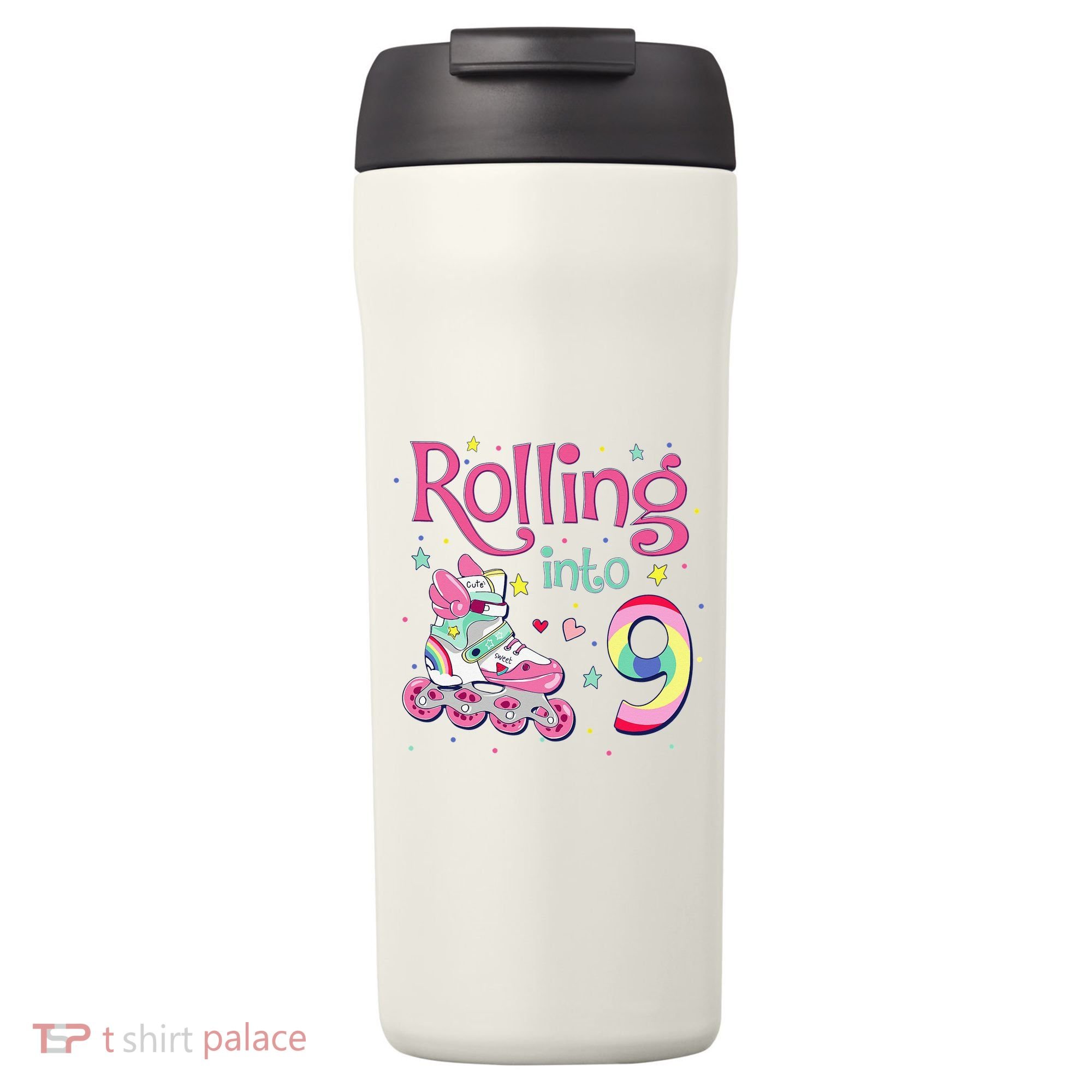 9th Bday Rolling Into 9 Birthday Roller Skate Party 24oz Duet Stainless Steel Tumbler