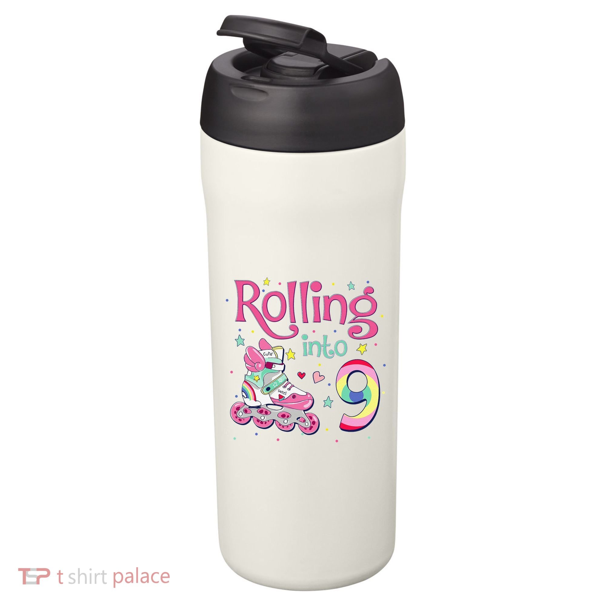 9th Bday Rolling Into 9 Birthday Roller Skate Party 24oz Duet Stainless Steel Tumbler