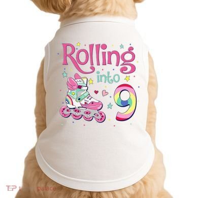 9th Bday Rolling Into 9 Birthday Roller Skate Party Doggie Tank