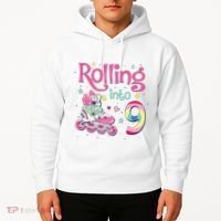 9th Bday Rolling Into 9 Birthday Roller Skate Party Hoodie thumb 2