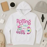 9th Bday Rolling Into 9 Birthday Roller Skate Party Hoodie thumb 3
