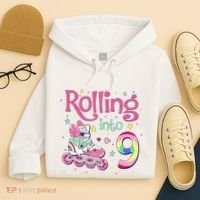 9th Bday Rolling Into 9 Birthday Roller Skate Party Hoodie thumb 4