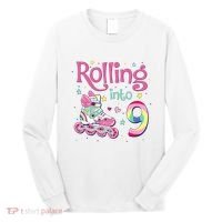 9th Bday Rolling Into 9 Birthday Roller Skate Party Long Sleeve Shirt thumb 0