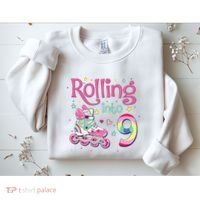 9th Bday Rolling Into 9 Birthday Roller Skate Party Sweatshirt thumb 2