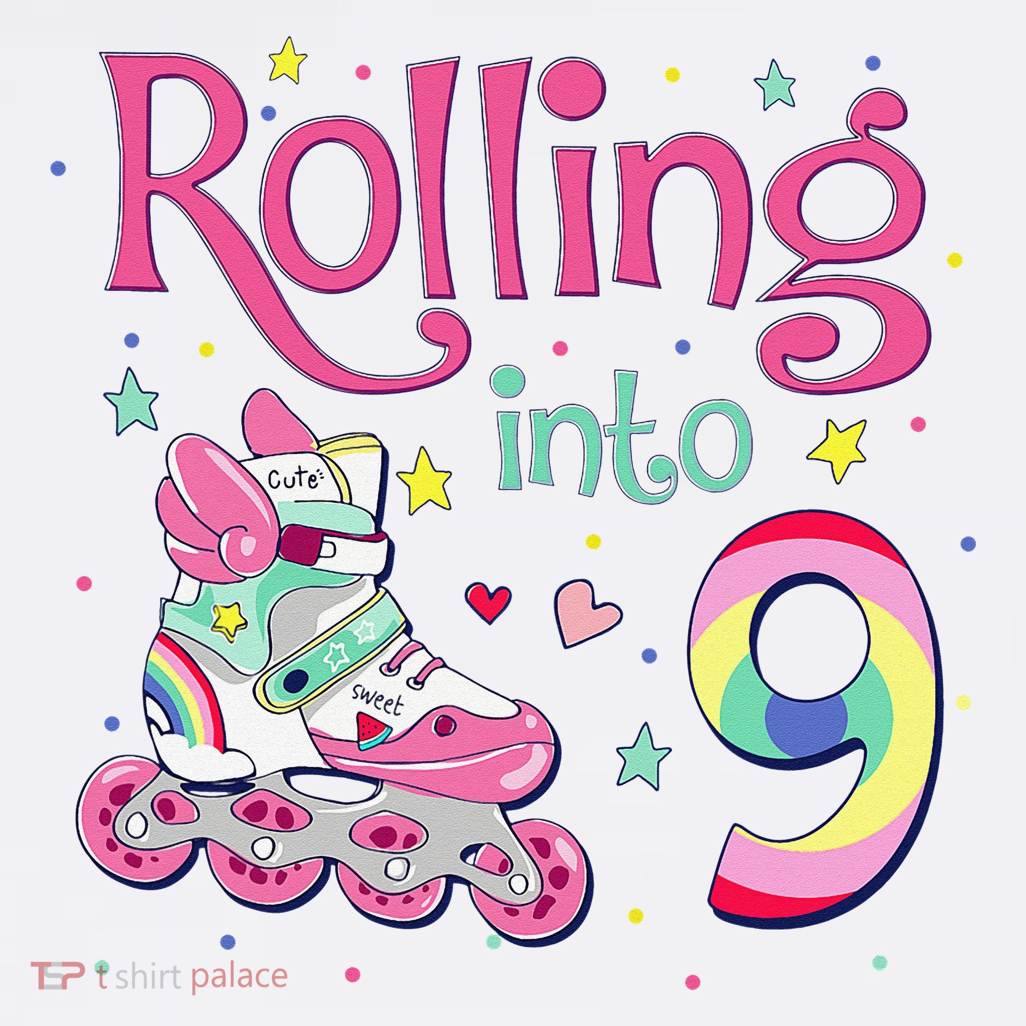 9th Bday Rolling Into 9 Birthday Roller Skate Party Sweatshirt