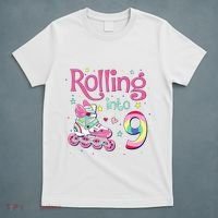 9th Bday Rolling Into 9 Birthday Roller Skate Party T-Shirt thumb 5