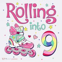 9th Bday Rolling Into 9 Birthday Roller Skate Party T-Shirt thumb 7