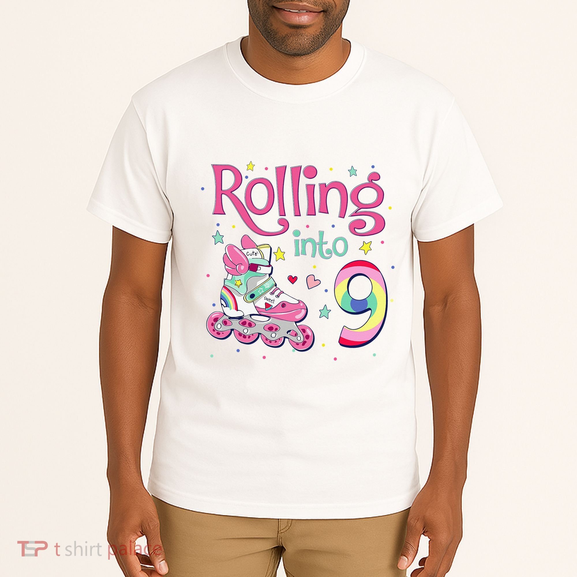 9th Bday Rolling Into 9 Birthday Roller Skate Party Tall T-Shirt