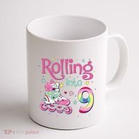 9th Bday Rolling Into 9 Birthday Roller Skate Party Coffee Mug thumb 1
