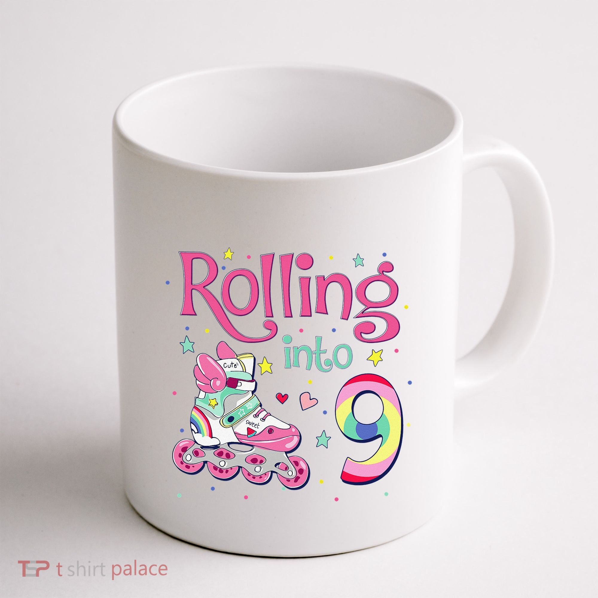 9th Bday Rolling Into 9 Birthday Roller Skate Party Coffee Mug