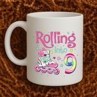 9th Bday Rolling Into 9 Birthday Roller Skate Party Coffee Mug thumb 2