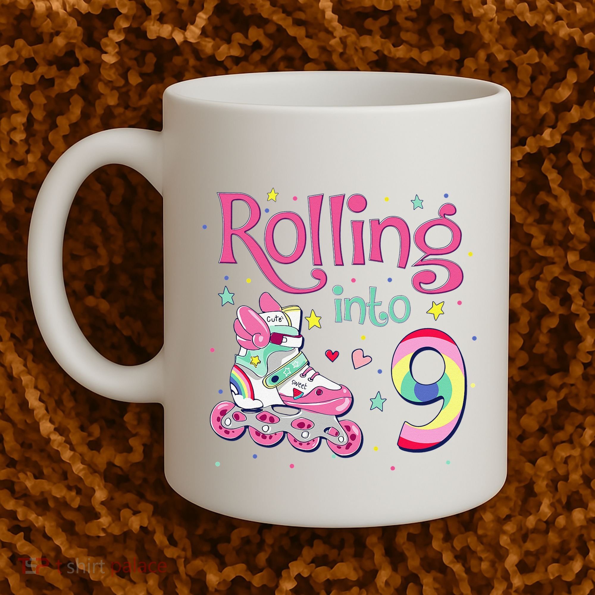 9th Bday Rolling Into 9 Birthday Roller Skate Party Coffee Mug