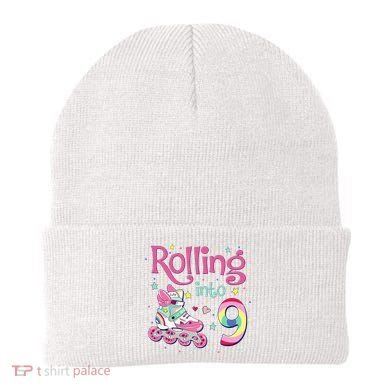 9th Bday Rolling Into 9 Birthday Roller Skate Party Beanie