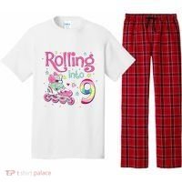 9th Bday Rolling Into 9 Birthday Roller Skate Party Pajama Set thumb 0