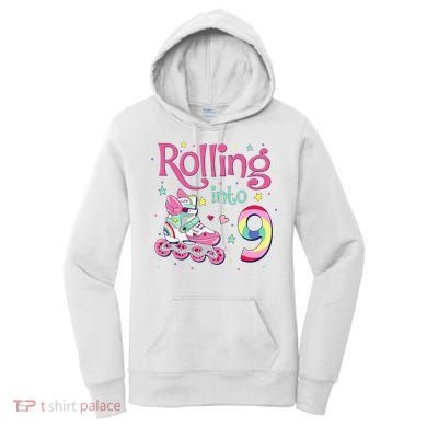 9th Bday Rolling Into 9 Birthday Roller Skate Party Women's Hoodie
