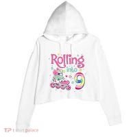 9th Bday Rolling Into 9 Birthday Roller Skate Party Crop Fleece Hoodie thumb 0