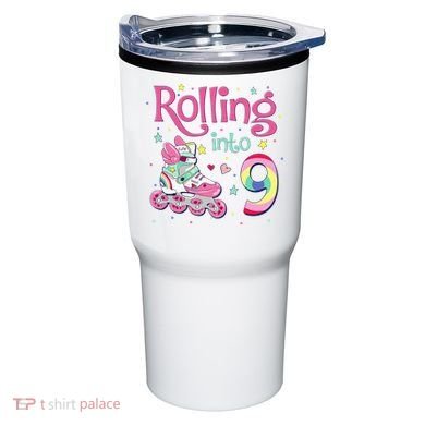 9th Bday Rolling Into 9 Birthday Roller Skate Party Tumbler
